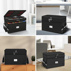 ETRONIK Large Fireproof Document Box with Lock, 2 Layer File Organizer, Portable Office Collapsible File Storage with Reflect