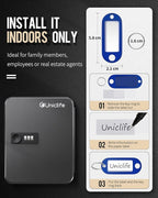 Uniclife 20 Position Key Cabinet with Combination Lock Resettable Black Digital Security Storage Box Steel Key Organizer with