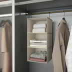 Hanging Closet Organizer, Easy Mount Foldable 3-Shelf Hanging Closet Wardrobe Storage Shelves, Clothes Handbag Shoes Accessor