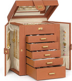 AKOZLIN Jewelry Box Organizer Functional Leather Jewelry Storage Case for Women Girls Ring Necklace Earring Bracelet Holder O