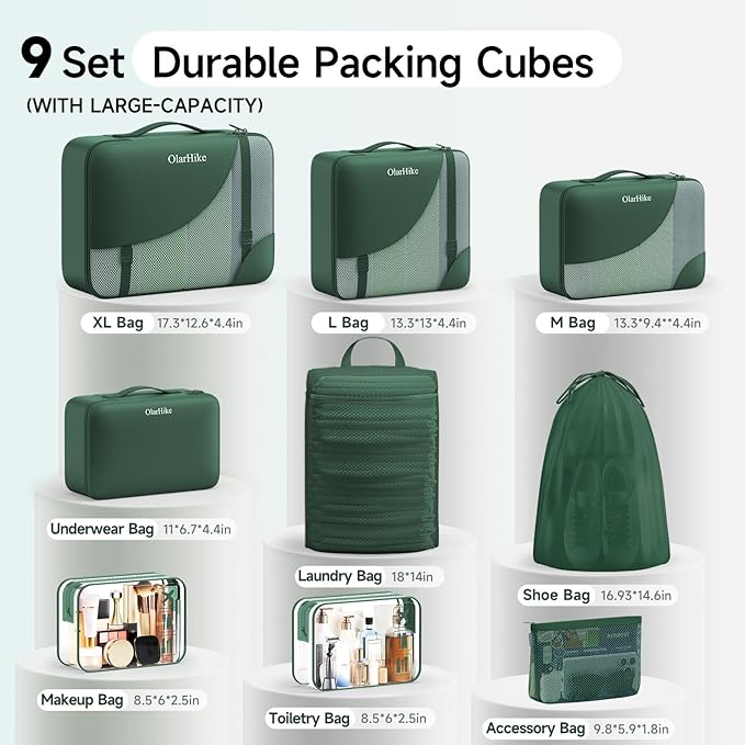 11 Set / 9 Set Packing Cubes for Travel,Gifts for Women Mom Kids,TSA Approved Bags for Makeup, Cosmetic, Toiletry, Organizers