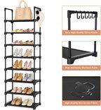 LANTEFUL Tall Shoe Rack 8 Tiers, 16-20 Pairs Shoe and Boots Organizer Storage Sturdy Shoe Shelf, Narrow Vertical Shoe Rack fo