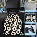Black Flower Car Trash Bag - Waterproof Car Trash Bag Hanging Leakproof Car Garbage Bag - Washable Reusable Trash Bag for Car Interior Hanging Organizer Storage Vehicle Travelling Camping
