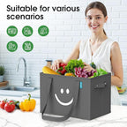WISELIFE Reusable Grocery Bags 6 Pack - Collapsible Tote Shopping Bags with Sturdy Handles & Bottom to Stands Upright, Grey