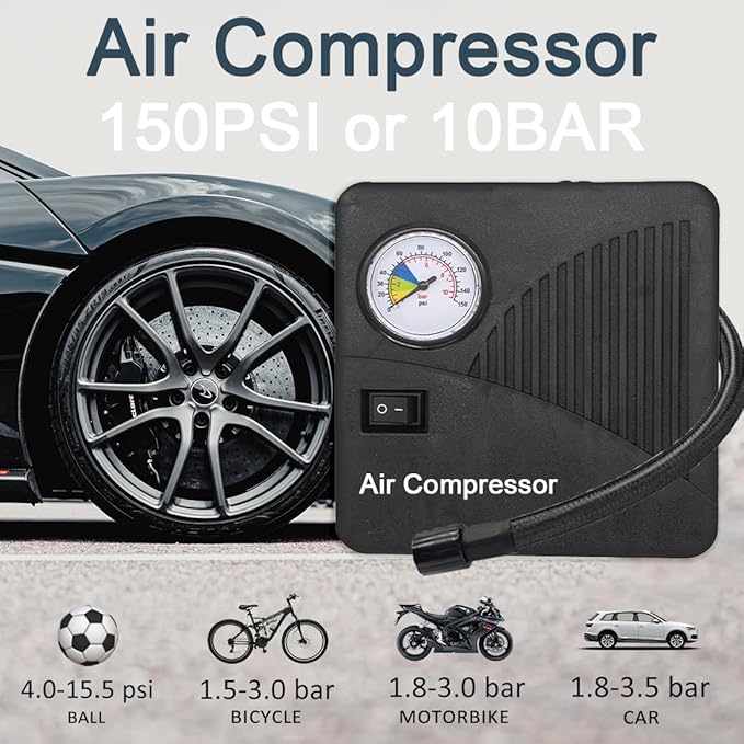 12v Auto Jump Starter Pack with Air Compressor, Peak Current 2000a, Car Lithium Battery Charger Jumper Box Tire Air Pump,