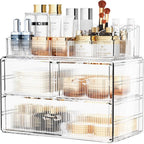 ZHIAI Stackable Cosmetic Organizer, Acrylic Cosmetic Organizer for Dresser, Vanity, Kitchen Cabinet, Bathroom, Under Sink, Ho