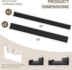 Fun Memories Picture Ledge Shelves Set of 4-48 Inch Shelves with Lip - Large Nursery Bookshelf for Storage - Floating Shelf W