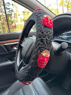 Crochet Ladybug Steering Wheel Cover Universal 14-15 inch (D,Steering Wheel Cover)