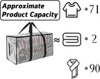 6-Pack Extra Large Clear Moving Bags with Zippers, 93L Heavy Duty Storage Totes with Wrap-Around Handles, Collapsible Clothes
