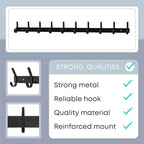 Matte Black Coat Rack Wall Mount – 30 Inch Stainless Steel Hook Rail with 10 Double Coat Hooks – Wall Mounted Entryway Organi