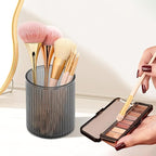 DASITON Makeup Brush Holder Organizer, Acrylic Makeup Brush Cup, Vintage Striped Make Up Brush Holder for Vanity, Bathroom Co