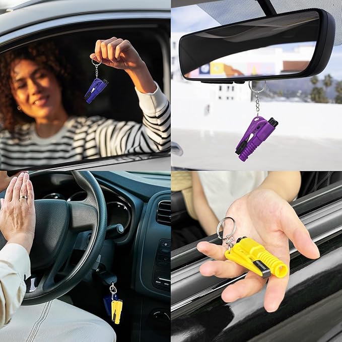 LECART 8 Pack Car Window Glass Breaker Keychain Emergency Escape Tools 3 in 1 Design Safety Tool with Window Breaker Seatbelt