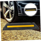 Reinforced Rubber Garage Parking Stopper with Bright Reflective Tape Wheel Stopper for Vehicle Tire Positioning Easy Installation with Pre-drilled for Schools Malls and Underground