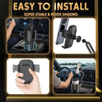 Phone Holders for Your Car, 2 in 1 Universal Cup Holder Expander Adjustable Base with Phone Mount, Long Arm with 360°Rotation