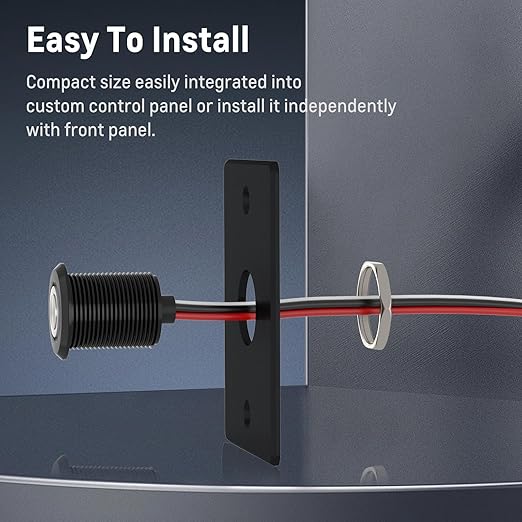 Acegoo RV 12V Dimmer Switch for LED RV Lights - Push Button with Red Ring Backlight, Ideal for RV, Camper Van, Boat, Truck, Cars & LED Strip Light - DC12-24V 6A Full Aluminum (Black)