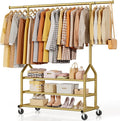 EAGMAK Heavy Duty Clothes Rack Load 688 LBS, Rolling Clothing Rack With 3 Shelves, Adjustable Metal Clothes Hanger with Wheel