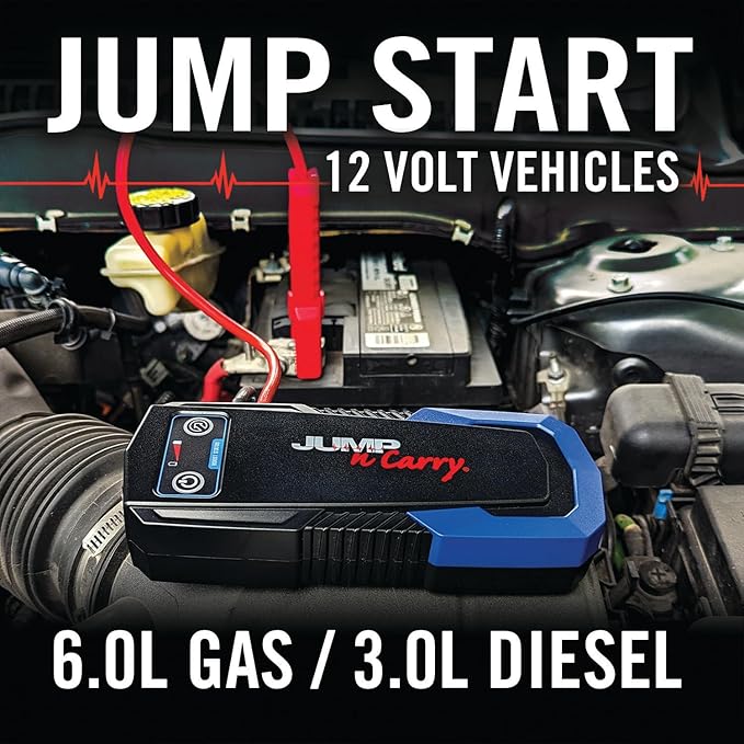 Clore Automotive JNC305 Jump-N-Carry 1000A 12 Volt Jump Starter for up to 6.0L Gasoline and 3.0L Diesel Engines