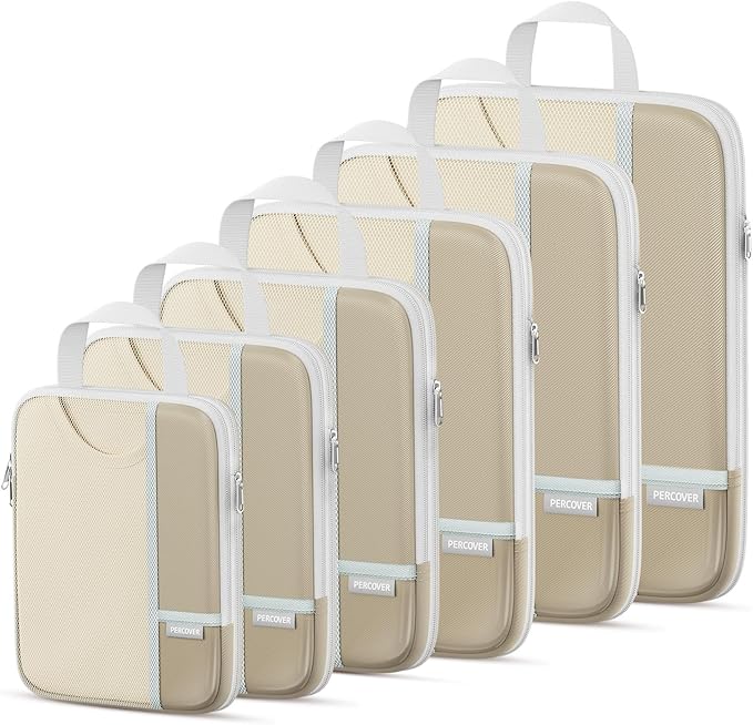 Percover Compression Packing Cubes 6-Piece Set, Packing Cubes Compression for Travel with Multi-Size Organization, Travel Org