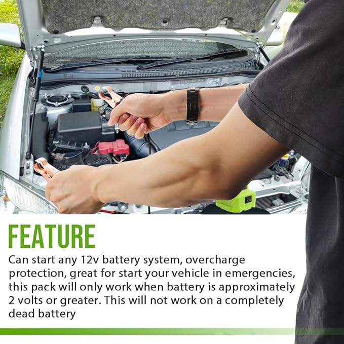 Jumper Cables Adapter for Ryobi 18v Battery Jump Starter, for Jump starting Cars Trucks Tractors (Battery is NOT INCLUDED)