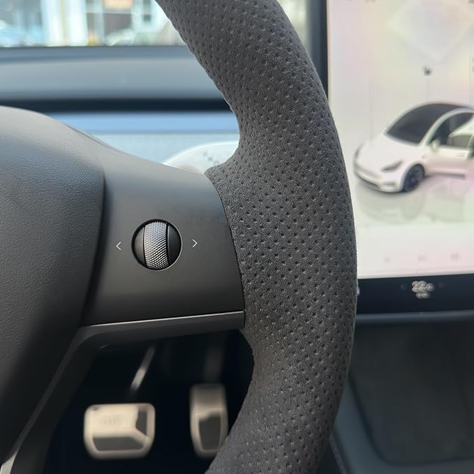 MEWANT Hand Stitched Steering Wheel Cover for Tesla Model 3 2017-2023 / Model Y 2020-2023 for Tesla Model 3/Y Accessories
