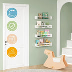 Forbena 24 Inch Wall Bookshelf for Kids Bedroom Set of 4, White Floating Nursery Book Shelves for Baby Toddler Children Girls