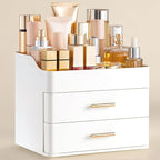 HBlife Makeup Organizer for Vanity with 2 Drawers, Large Bathroom Countertop Cosmetics Organizer Skin Care Storage, Easy to S
