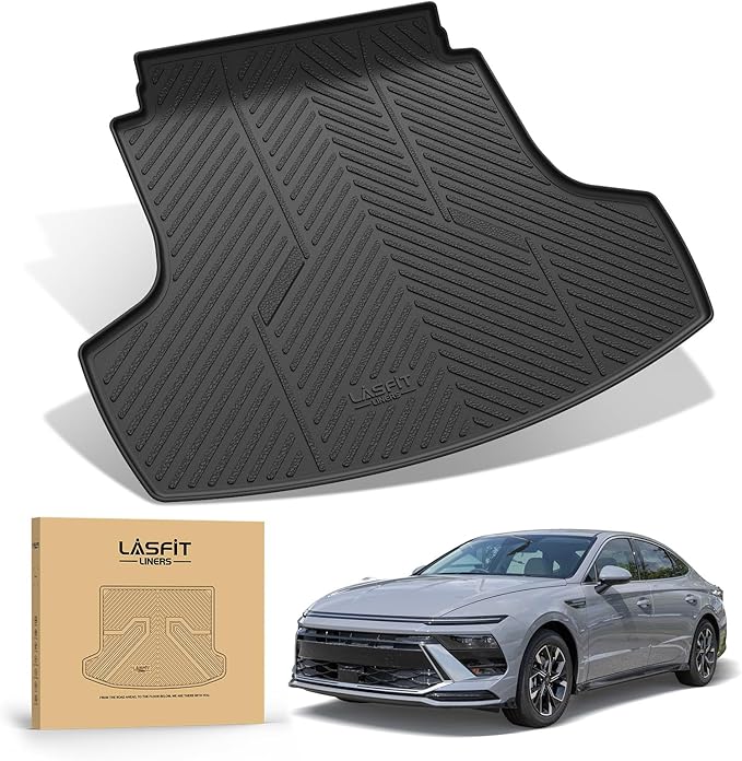 LASFIT Cargo Mat for Hyundai Sonata 2026 2025 2024 2023 2022 2021 2020 / Kia K5 2021-2026, All Weather TPE Custom Fit Car Trunk Mats Cargo Liners Accessoires, Black