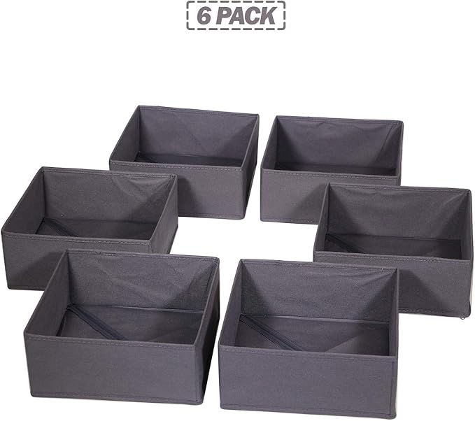 DIOMMELL 6 Pack Foldable Cloth Storage Box Closet Dresser Drawer Organizer Divider Fabric Baskets Bins Containers for Clothes