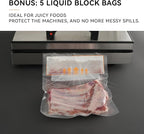 Wevac 8" x 12" Precut Vacuum Sealer Bags, 200 Count, Includes 5 Liquid Block Bags & 5 Bone Guard Pieces, Heavy Duty for Food 