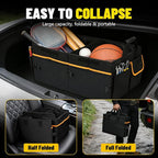 95L Car Trunk Organizer with 2 Tie-Down Straps&2 Removable Dividers|Foldable Cover,Multi-Compartment Collapsible Storage Box f