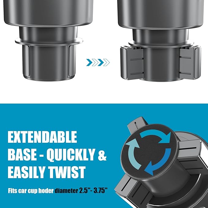Upgraded Car Cup Holder Expander Adapter with Offset Adjustable Base, Compatible with Yeti 14/24/36/46oz Ramblers, Hydro Flas