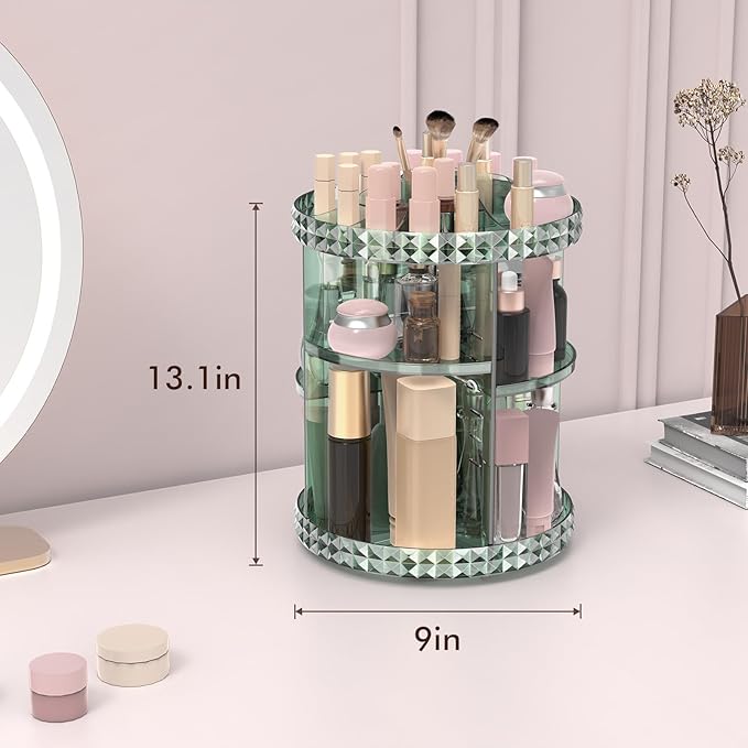 Rotating Makeup Organizer, 360° Spinning Skincare Organizers, Adjustable Layer Cosmetic Storage Lazy Susan Makeup Organizers 