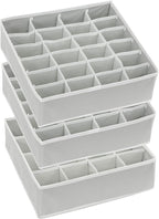 Simple Houseware Sock Drawer Organizer for Dresser/Closet/Bedroom, 3 Pack, Gray