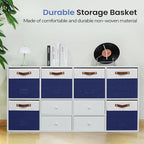 FinishingBo 6-Pack Storage Cubes with Handles & Label Holders Basket, Closet Cube Home Organizer Bins(White/Blue, 13 x 13 x 1