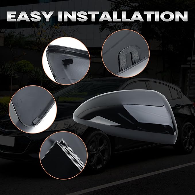Right Passenger Side Mirror Cover Caps Compatible with Chevrolet Chevy Cruze 2017 2018 2019 Replacement Rear view Mirrors Trim (Black)