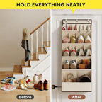 15 Pockets Over the Door Shoe Organizer, Shoe Rack for Closet Door with Large Breathable Pockets, Hanging Shoes Rack for Boot