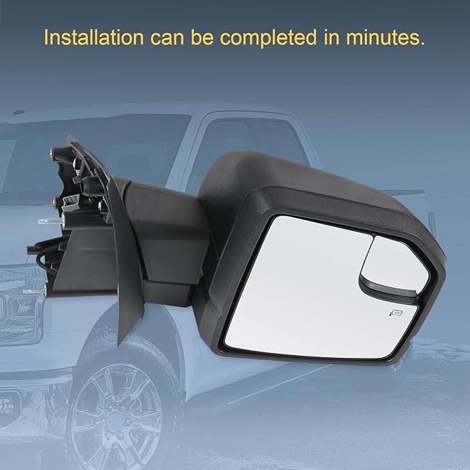 JDMSPEED Passenger Side View Mirror Power Heated LED Signal Textured Black Right Compatible with 2015-2020 Ford F150 With Bli