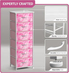 Sorbus Fabric Dresser for Kids Bedroom - Chest of 6 Drawers, Tall Storage Tower, Clothing Organizer, for Closet, for Playroom