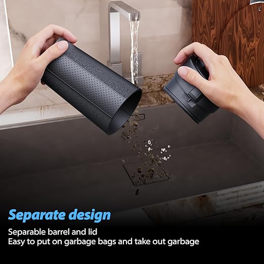 Car Cup Holder Trash Can with Lid - Mini Small Auto Garbage Can Bin for Vehicle, Car Door, Back Seat - Leakproof Portable Dustbin (Black)