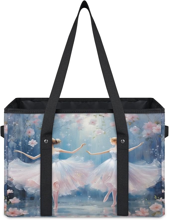 Reusable Grocery Bags Heavy Duty Shopping Bags Foldable Large Tote Bags with Long Handles & Hard Bottom