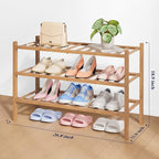 Kitsure Bamboo Wooden Shoe Rack for Closet - Stackable Shoe Organizer with Modular Structure, Space-Saving Shoe Shelf for Ent