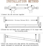 Shower Curtain Rod, 28-43 inch Adjustable Spring Tension Curtain Rod, Anti-Slip Spring Rod Rod for Bathroom, No Drilling, Nev