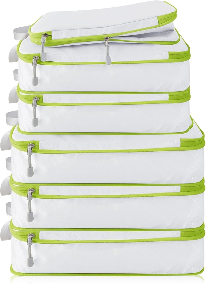 Compression Packing Cubes, 6 Set Packing Cubes for Travel Compression, Lightweight Compressible Package Organizer for Carry O