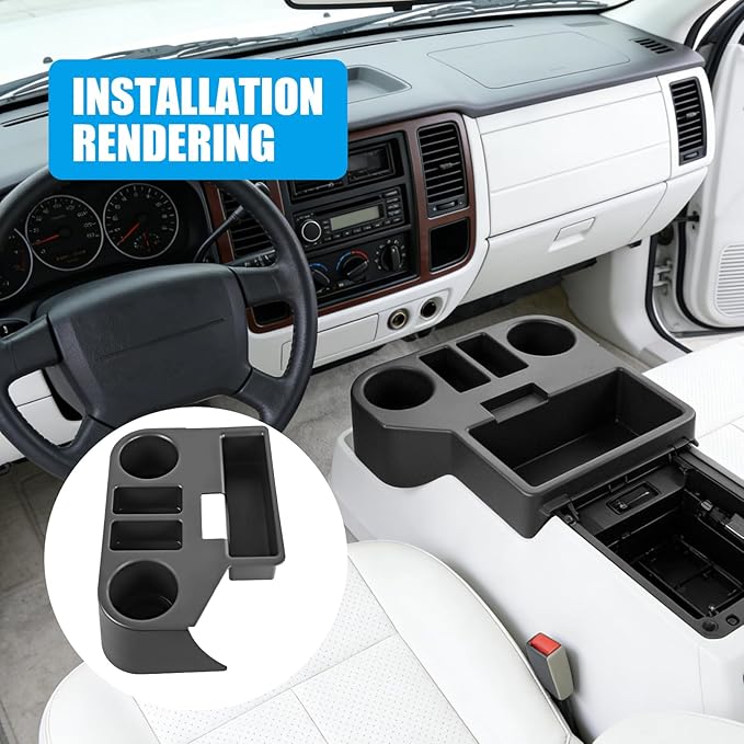 DICMIC Center Console Armrest Add-on Cup Holder for 1994-1997 Dodge Ram 1500 2500 3500