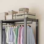 Foldable Portable Wardrobe Closet with Magnetic Doors & Cover, Heavy Duty Covered Clothes Rack with Hanging Clothing Rod, Met