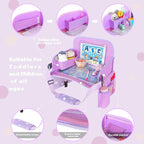 MENZOKE Kids Travel Tray for Toddler Car Seat, Toddler Gift for Girl Activities with Dry Erase Board & iPad Holder Stand, Roa