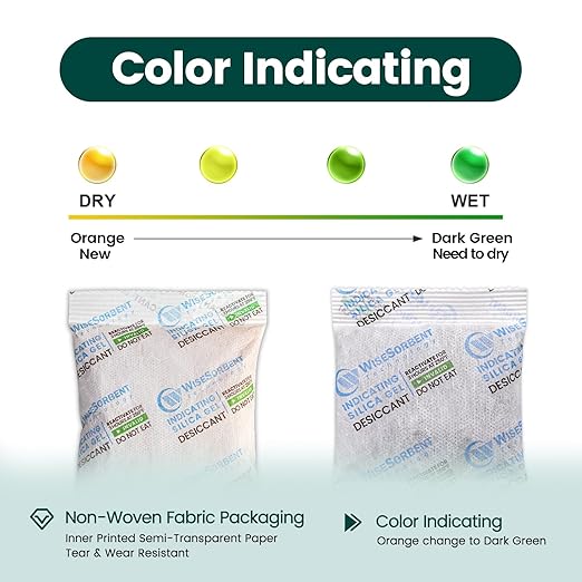 20 Gram [500 Packs] Desiccant Packs, Indicating Silica Gel Packets, Rechargeable Moisture Packs for Storage, Moisture