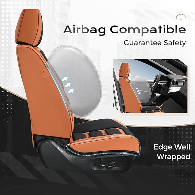 Coverado Car Seat Covers Full Set, Seat Covers for Cars, Front Seat Covers and Back Seat Cover Waterproof Leather Automotive 