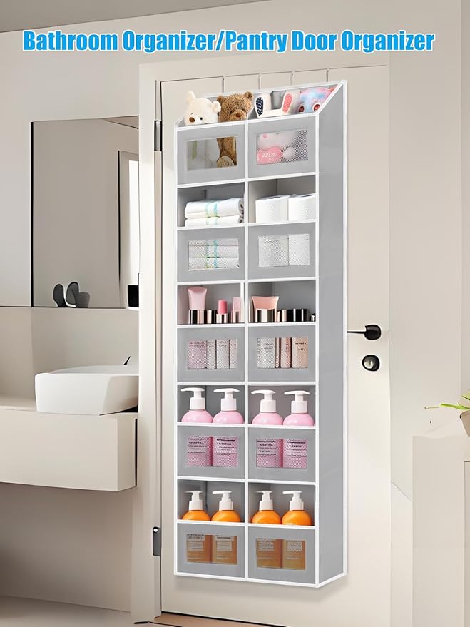 Over the Door Organizer Hanging- 10 Compartments, 80 lbs Load Behind Door Stuffed Animal Storage, Extra Large Toys Storage Or