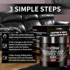 Black Leather Recoloring Balm,Leather Couch Scratch/Stain Remover,Leather Repair kit for Vinyl Furniture and Car Interior,Lea